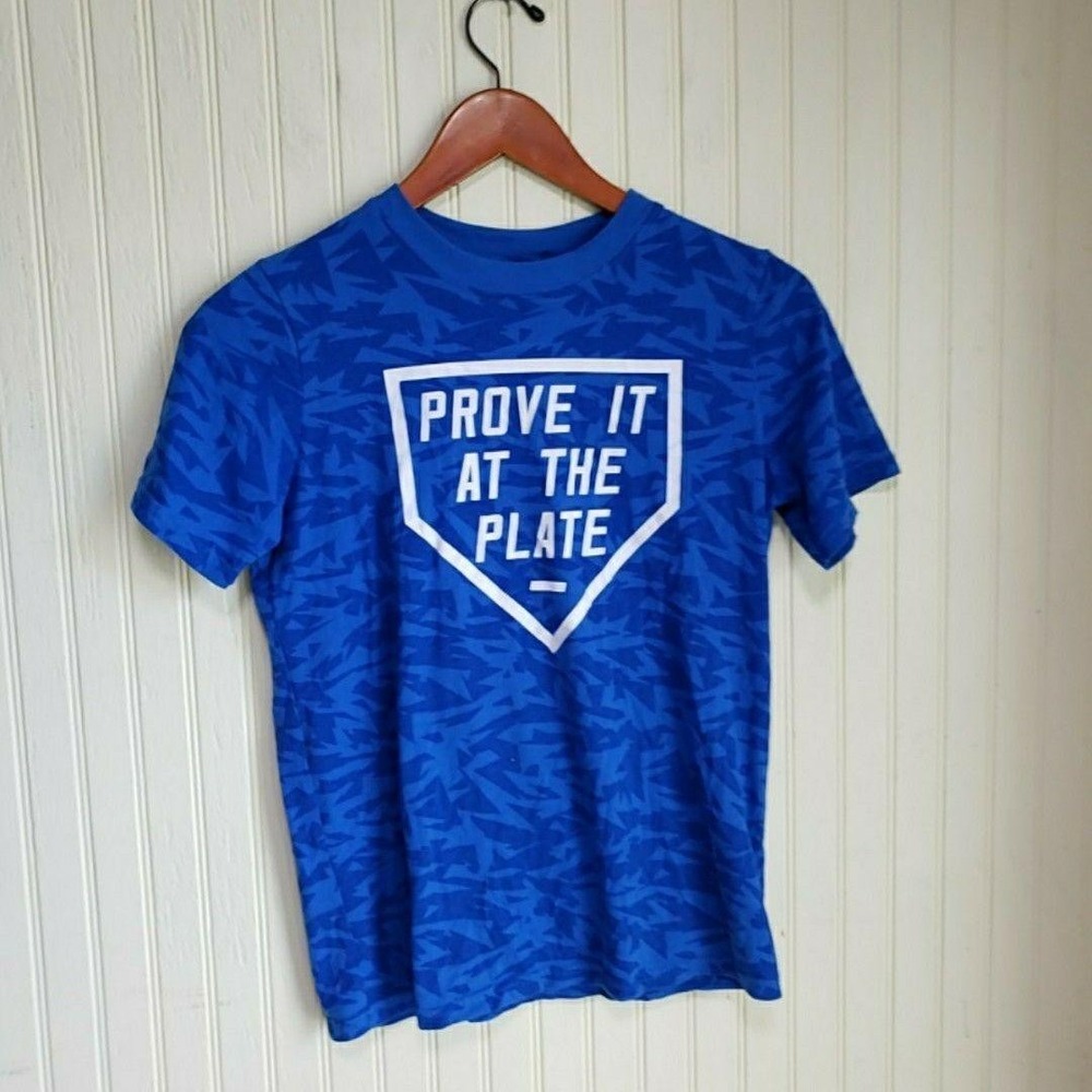 Xersion Shirt Boys 10-12 Blue Prove It At The Plate Baseball Graphic Tee Top